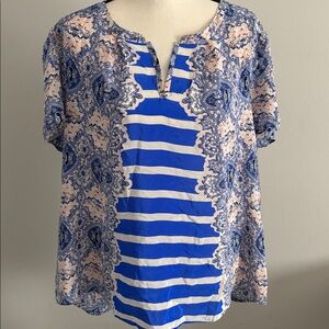 MAEVE "Archivist" Silk Top from Anthropologie, sz XL